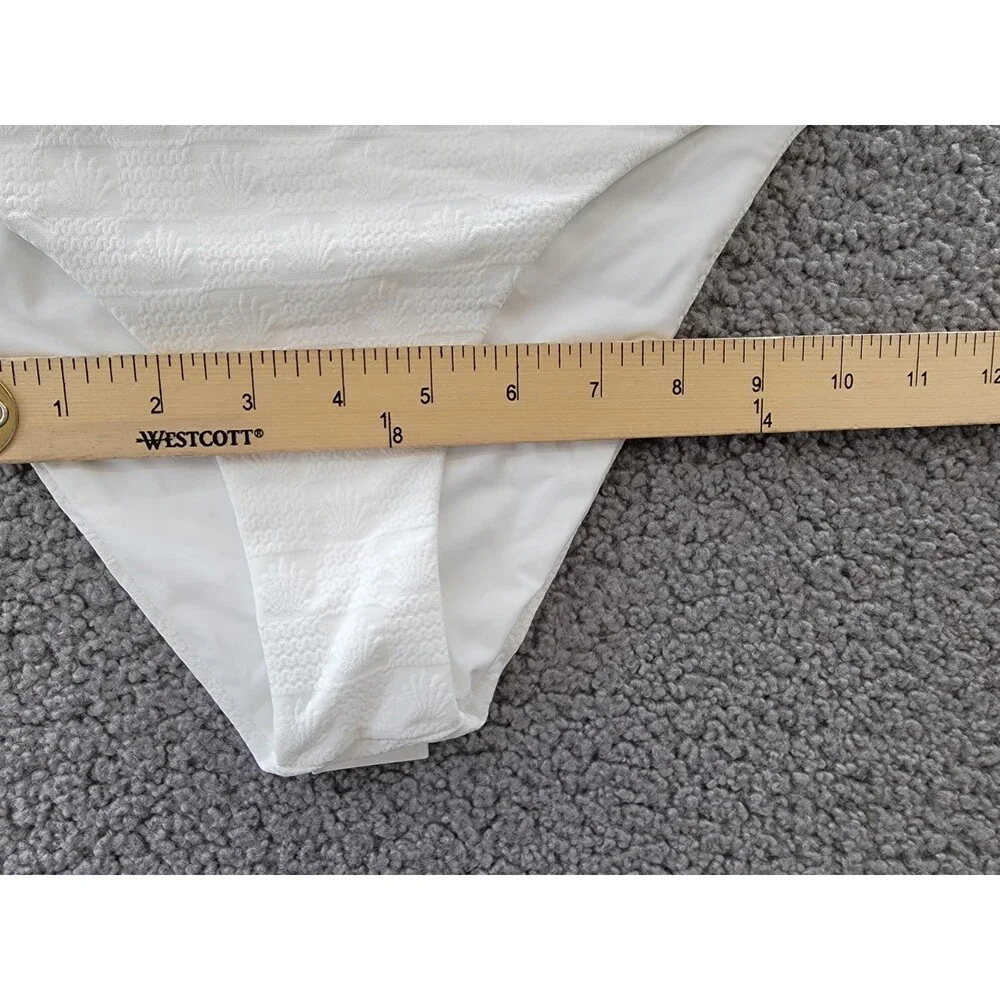L*Space Camacho Classic Bikini Bottom Women's M White Elastic Waist Pull On